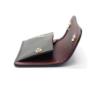 画像5: WILD SWANS(ワイルドスワンズ)Tongue(タング)マルチコインケース/ブラック"シェルコードバン"×バーガンディ"型押しイングリッシュブライドル"