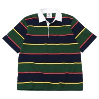 BARBARIAN（バーバリアン）Light Weight Rugby Collar Shirt S/S（ライトウェイト ラグビーカラーシャツS/S） ”ALTERNATING STRIPES" / Navy×Gold×Bottle×Red（ネイビー×ゴールド×ボトル×レッド）