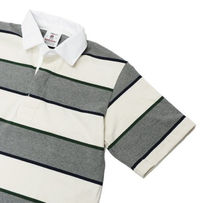 画像4: BARBARIAN（バーバリアン）Light Weight Rugby Collar Shirt S/S（ライトウェイト ラグビーカラーシャツS/S） "ALTERNATING STRIPES" / Ivory×Bottle×Oxford×Navy（アイボリー×ボトル×オックスフォード×ネイビー）