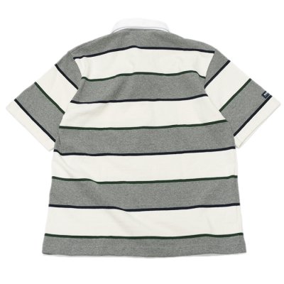 画像2: BARBARIAN（バーバリアン）Light Weight Rugby Collar Shirt S/S（ライトウェイト ラグビーカラーシャツS/S） "ALTERNATING STRIPES" / Ivory×Bottle×Oxford×Navy（アイボリー×ボトル×オックスフォード×ネイビー）