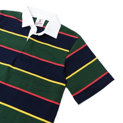 画像4: BARBARIAN（バーバリアン）Light Weight Rugby Collar Shirt S/S（ライトウェイト ラグビーカラーシャツS/S） ”ALTERNATING STRIPES" / Navy×Gold×Bottle×Red（ネイビー×ゴールド×ボトル×レッド）