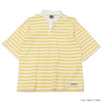 ＜30%OFF＞BARBARIAN（バーバリアン）カジュアルヘンリーネックシャツショートスリーブ "BASQUE STRIPES" レディース / Yellow×White（イエロー×ホワイト）※Mサイズのみ