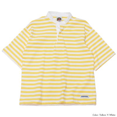 画像2: BARBARIAN（バーバリアン）カジュアルヘンリーネックシャツショートスリーブ "BASQUE STRIPES" レディース / Yellow×White（イエロー×ホワイト）・Dk.Ocean×White（ダークオーシャン×ホワイト）