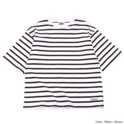 画像4: BARBARIAN（バーバリアン）W's Casual Crew Neck Shirt S/S（ウィメンズカジュアルクルーネックシャツショートスリーブ ）”TWO COLOUR STRIPES"  / White×Apple（ホワイト×アップル）・White×Brown（ホワイト×ブラウン）