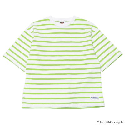 画像2: BARBARIAN（バーバリアン）カジュアルクルーネックシャツショートスリーブ ”TWO COLOUR STRIPES" レディース / White×Apple（ホワイト×アップル）・White×Brown（ホワイト×ブラウン）