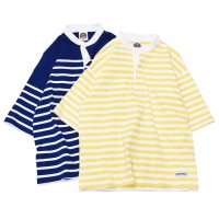 BARBARIAN（バーバリアン）カジュアルヘンリーネックシャツショートスリーブ "BASQUE STRIPES" レディース / Yellow×White（イエロー×ホワイト）・Dk.Ocean×White（ダークオーシャン×ホワイト）