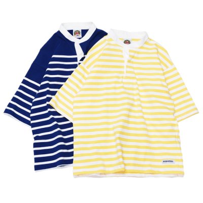 画像1: BARBARIAN（バーバリアン）カジュアルヘンリーネックシャツショートスリーブ 8oz（BASQUE STRIPES）"レディース"/Yellow×White（イエロー×ホワイト）・Dk.Ocean×White（ダークオーシャン×ホワイト）