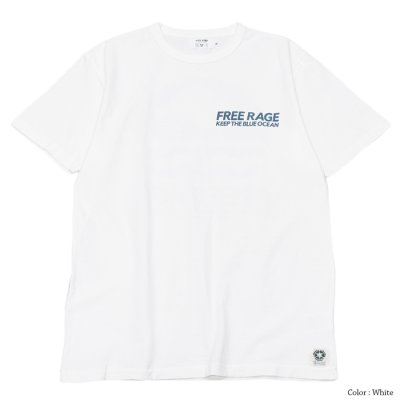 画像2: free rage（フリーレイジ）リサイクルコットンプリントTee"BLUE OCEAN"/White（ホワイト）・Navy（ネイビー）