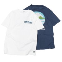 free rage（フリーレイジ）リサイクルコットンプリントTee"BLUE OCEAN" / White（ホワイト）・Navy（ネイビー）
