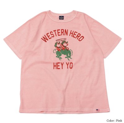 画像2: STUDIO D'ARTISAN（ステュディオ・ダ・ルチザン）USAコットンピグメント加工プリントＴシャツ"WESTERN HERO"/Pink（ピンク）・Black（ブラック）