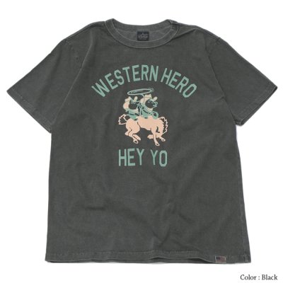 画像4: STUDIO D'ARTISAN（ステュディオ・ダ・ルチザン）USAコットンピグメント加工プリントＴシャツ"WESTERN HERO" / Pink（ピンク）・Black（ブラック）※XLサイズのみ