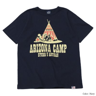 画像1: STUDIO D'ARTISAN（ステュディオ・ダ・ルチザン）USAコットンプリントＴシャツ"ARIZONA CAMP" / Navy（ネイビー）