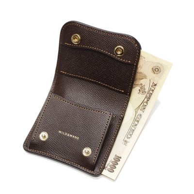 画像6: WILD SWANS（ワイルドスワンズ）PALM-V2（パームV2）コンパクトウォレット/ダークコニャック"シェルコードバン"×ダークブラウン"型押しイングリッシュブライドル"