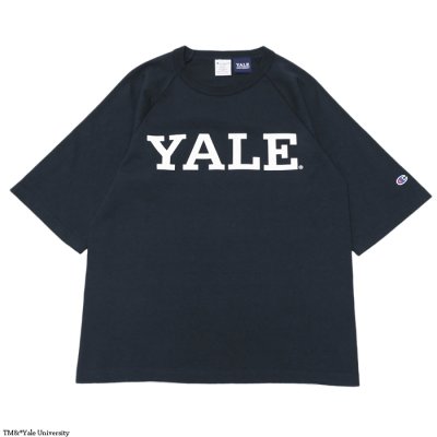画像1: Champion（チャンピオン）T1011 US Print Raglan Sleeve T-Shirt（ティーテンイレブンUSプリントラグランスリーブTシャツ）"YALE"/Navy（ネイビー）Made in USA