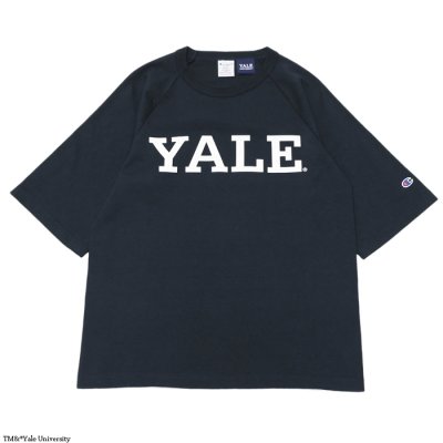 画像1: Champion（チャンピオン）T1011 US Print Raglan Sleeve T-Shirt（ティーテンイレブンUSプリントラグランスリーブTシャツ）"YALE" / Navy（ネイビー）Made in USA