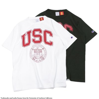 画像1: Champion（チャンピオン）T1011 US Print T-Shirt（ティーテンイレブンUSプリントTシャツ）"USC"/White（ホワイト）・Black（ブラック）Made in USA