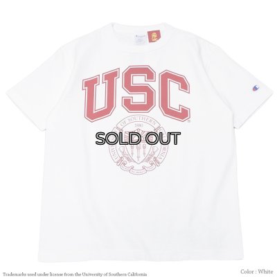 画像1: Champion（チャンピオン）T1011 US Print T-Shirt（ティーテンイレブンUSプリントTシャツ）"USC・Made in USA" / White（ホワイト）