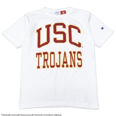 画像1: Champion（チャンピオン）T1011 US Print T-Shirt（ティーテンイレブンUSプリントTシャツ）"USC" / White×Maroon（ホワイト×マルーン）Made in USA