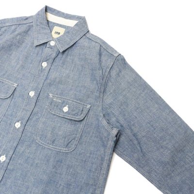 画像4: F.O.B FACTORY（エフオービーファクトリー）CHAMBRAY WORK SHIRT（シャンブレーワークシャツ）"5oz Selvedge Chambray" / Blue（ブルー）