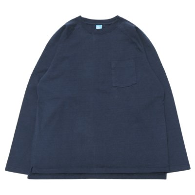画像1: Good On（グッドオン）Long Sleeve Heavy Raglan Pocket Tee（ロングスリーブヘビーラグランポケットTシャツ）"Reactive Dye"/Navy（ネイビー）※Lサイズのみ