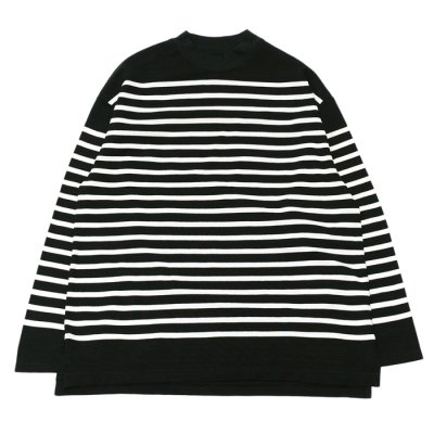 画像1: blurhms ROOTSTOCK（ブラームスルーツストック）Border Mock-neck（ボーダーモックネックシャツ）/Black×Natural（ブラック×ナチュラル）※サイズ3(L)のみ