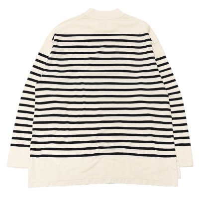 画像2: blurhms ROOTSTOCK（ブラームスルーツストック）Border Mock-neck（ボーダーモックネックシャツ）/Natural×Black（ナチュラル×ブラック）※サイズ3(L)のみ