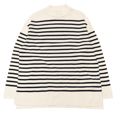 画像1: blurhms ROOTSTOCK（ブラームスルーツストック）Border Mock-neck（ボーダーモックネックシャツ）/Natural×Black（ナチュラル×ブラック）※サイズ3(L)のみ