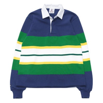 画像1: BARBARIAN（バーバリアン）Heavy Weight Rugby Collar Shirt（ヘビーウェイト ラグビーカラーシャツ）"BOLD MOUNTAINEER" / D.Ocean×Kelly×Yellow×White（ダークオーシャン×ケリーグリーン×イエロー×ホワイト）