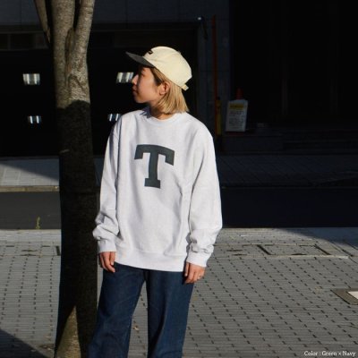 画像11: ※Exclusive※ blurhmsROOTSTOCK（ブラームスルーツストック）Soft&Hard Sweat Crew Neck P.O "T-50"（ソフト&ハードスウェットクルーネックプルオーバー"T-50"）Heather White / Green×Navy（グリーン×ネイビー）