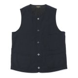 A VONTADE（アボンタージ）CW Piping Vest（CWパイピングベスト）British Wool Cotton Mil. Serge/Dk.Navy（ダークネイビー）