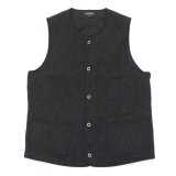 A VONTADE（アボンタージ）CW Piping Vest（CWパイピングベスト）British Wool Cotton Mil. Serge/Dk.Charcoal（ダークチャコール）