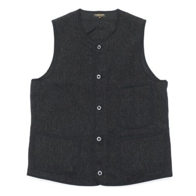 画像1: A VONTADE（アボンタージ）CW Piping Vest（CWパイピングベスト）British Wool Cotton Mil. Serge/Dk.Charcoal（ダークチャコール）