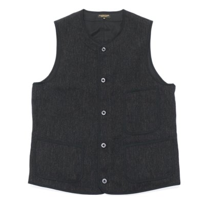 画像1: *A VONTADE（アボンタージ）CW Piping Vest（CWパイピングベスト）”British Wool Cotton Mil. Serge" / Dk.Charcoal（ダークチャコール）