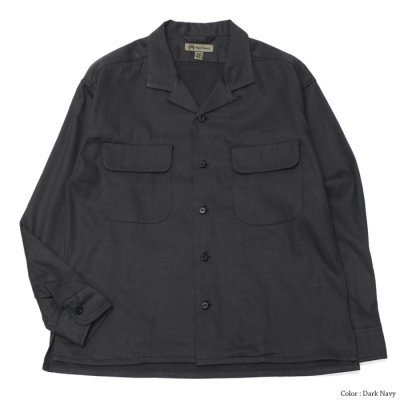 画像4: Nigel Cabourn（ナイジェル・ケーボン）OPEN COLLAR SHIRT（オープンカラーシャツ）"LINEN FLEECE" / Ivory（アイボリー）・Dark Navy（ダークネイビー）