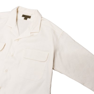 画像8: Nigel Cabourn（ナイジェル・ケーボン）OPEN COLLAR SHIRT（オープンカラーシャツ）"LINEN FLEECE" / Ivory（アイボリー）・Dark Navy（ダークネイビー）