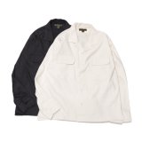 Nigel Cabourn（ナイジェル・ケーボン）OPEN COLLAR SHIRT（オープンカラーシャツ）LINEN FLEECE/Ivory（アイボリー）・Dark Navy（ダークネイビー）