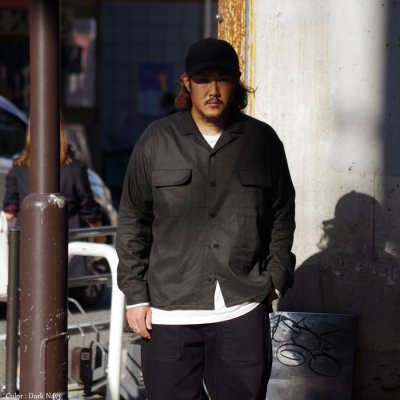 画像12: Nigel Cabourn（ナイジェル・ケーボン）OPEN COLLAR SHIRT（オープンカラーシャツ）"LINEN FLEECE" / Ivory（アイボリー）・Dark Navy（ダークネイビー）