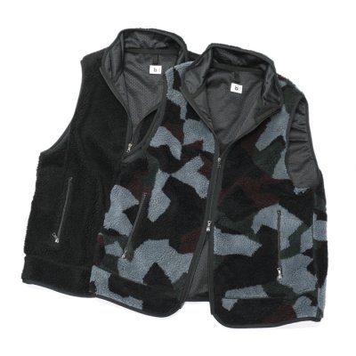 画像1: blurhms ROOTSTOCK（ブラームスルーツストック）Recycle Boa Vest（リサイクルボアベスト）/Pattern（パターン）・Black（ブラック）