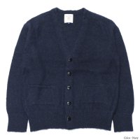 ＜40%OFF＞J.PRESS（J.プレス）SADDLE CARDIGAN（サドルカーディガン）”SHETLAND WOOL SHAGGY DOG" / Navy（ネイビー）※Sサイズのみ