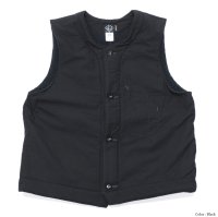 ＜40%OFF＞Post O'Alls（ポストオーバーオールズ）1 Pocket Vest（1ポケットベスト）"Cotton Typewriter Cloth×Polar Tech Sherpa" / Black（ブラック）※Lサイズのみ