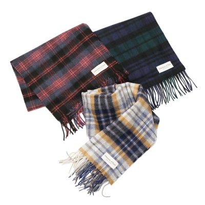 画像1: Johnstons of Elgin（ジョンストンズオブエルガン）ASYMMETRIC TARTAN CHECK SCARF（タータンチェックスカーフ）CASHMERE/Angus（アンガス）・House Check（ハウスチェック）・Blackwatch（ブラックウォッチ）