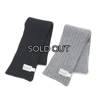 INVERALLAN（インバーアラン）Rib Knit Scarf（リブ編みマフラー）Lambswool/Navy（ネイビー）・Grey Mix（グレーミックス）