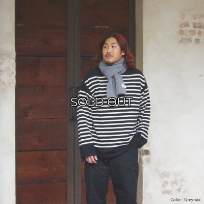 画像5: INVERALLAN（インバーアラン）Rib Knit Scarf（リブ編みマフラー）Lambswool/Navy（ネイビー）・Grey Mix（グレーミックス）