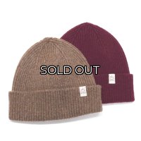 INVERALLAN（インバーアラン）Rib Knit Cap（リブ編みニットキャップ）Lambswool/Tobacco（タバコ）・Bordeaux（ボルドー）