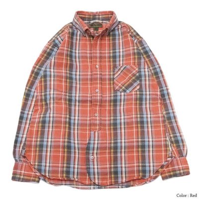 画像2: Nigel Cabourn（ナイジェル・ケーボン）BRITISH OFFICER'S SHIRT TYPE2（ブリティッシュオフィサーズシャツタイプ2）FLANNEL CHECK/Red（レッド）・Green（グリーン）