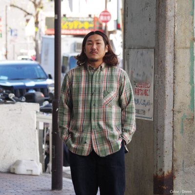 画像12: Nigel Cabourn（ナイジェル・ケーボン）BRITISH OFFICER'S SHIRT TYPE2（ブリティッシュオフィサーズシャツタイプ2）”FLANNEL CHECK" / Red（レッド）・Green（グリーン）