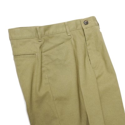 画像4: F.O.B FACTORY（エフオービーファクトリー）STA-PREST WIDE TROUSERS（ステイプレストワイドトラウザー）”TC VINTAGE STRETCH HOPSACK" / Khaki（カーキ）【裾上げ無料】