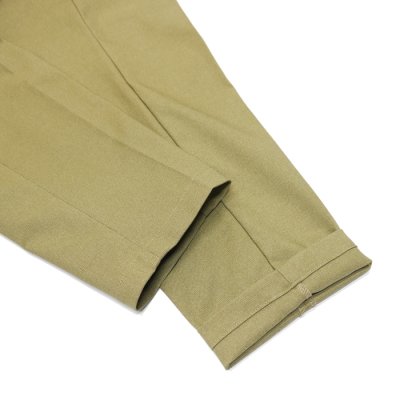 画像6: F.O.B FACTORY（エフオービーファクトリー）STA-PREST WIDE TROUSERS（ステイプレストワイドトラウザー）”TC VINTAGE STRETCH HOPSACK" / Khaki（カーキ）【裾上げ無料】