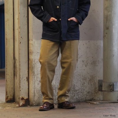 画像9: F.O.B FACTORY（エフオービーファクトリー）STA-PREST WIDE TROUSERS（ステイプレストワイドトラウザー）”TC VINTAGE STRETCH HOPSACK" / Khaki（カーキ）【裾上げ無料】