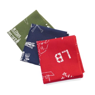 画像1: ENGINEERED GARMENTS（エンジニアードガーメンツ）PRINTED BANDANA（プリンテッドバンダナ）/Red（レッド）・Navy（ネイビー）・Olive（オリーブ）